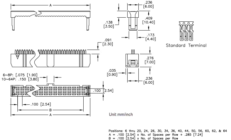 Mechanical Drawing - Adam Tech IDC Connectors